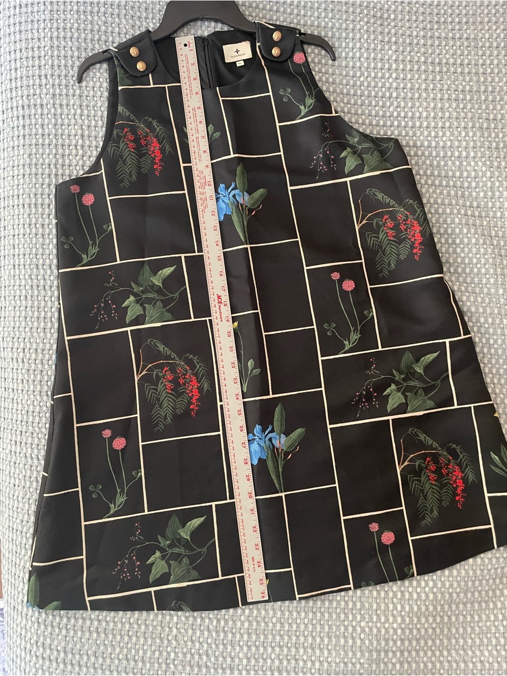 Tuckernuck Black Grid Floral A-Line Mini Dress - Picture 9 of 15